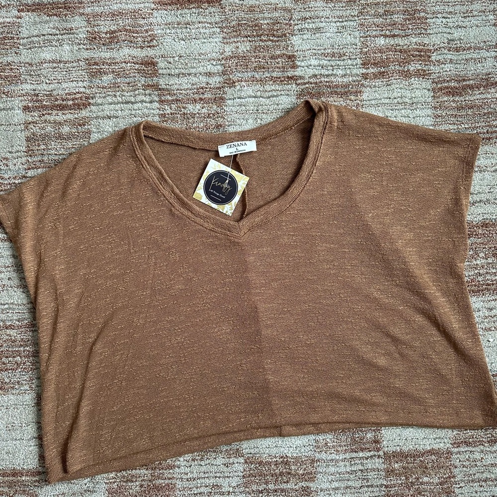 Flowy Knit Brown Crop Top
